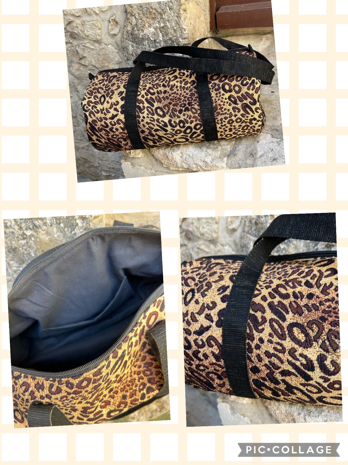 Sac polochon léopard marron